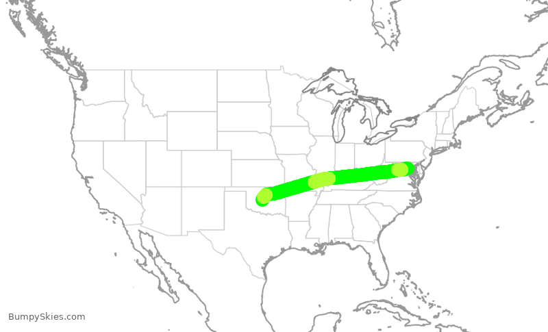Turbulence forecast map for JIA5138, DCA to OKC