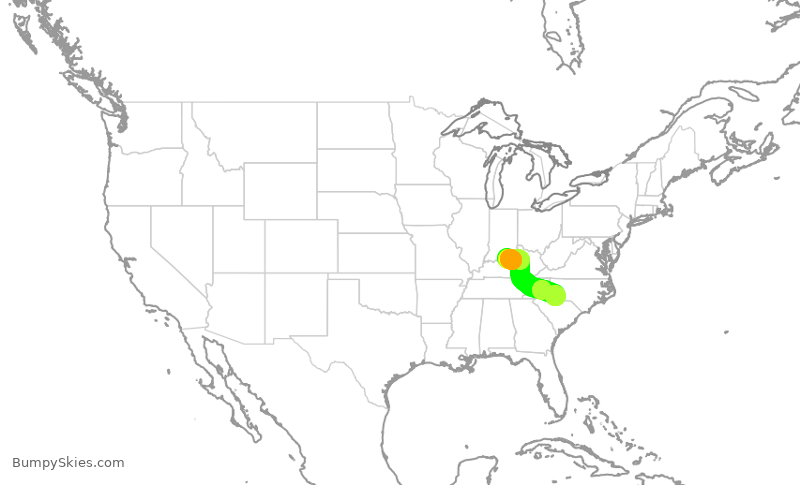 Turbulence forecast map for JIA5145, SDF to CLT