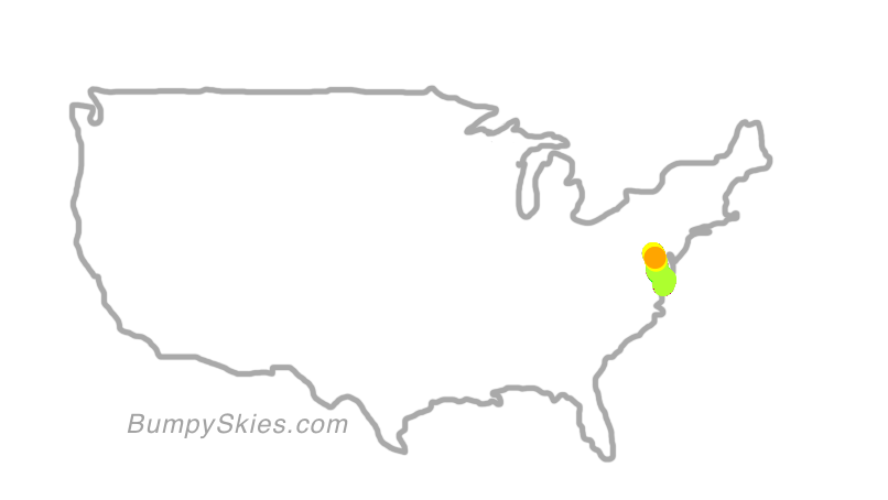 Map of continental US with illustrated flight path and turbulence forecast (described in text below)