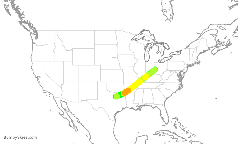 Turbulence forecast map for JIA5163, DFW to DAY