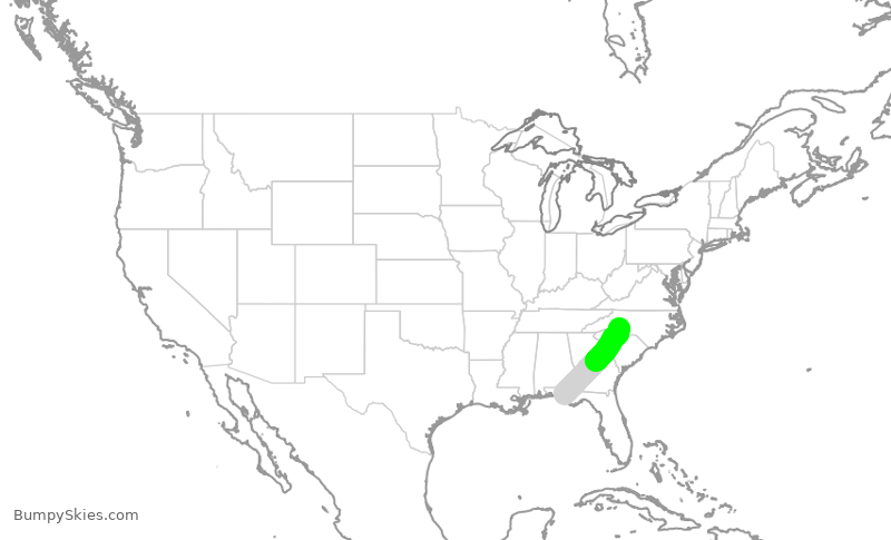 Turbulence forecast map for JIA5175, ECP to CLT