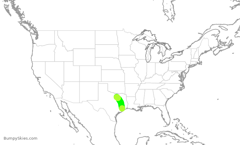 Turbulence forecast map for JIA5177, HOU to DFW