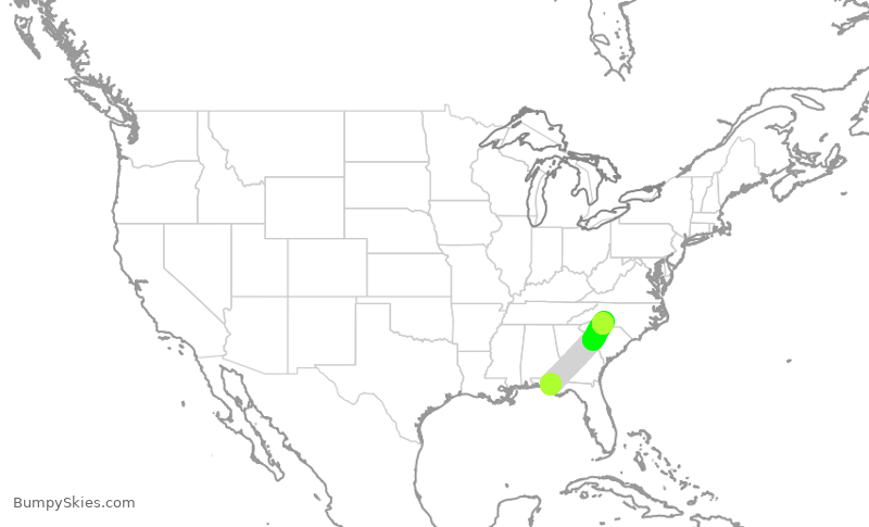 Turbulence forecast map for JIA5179, ECP to CLT