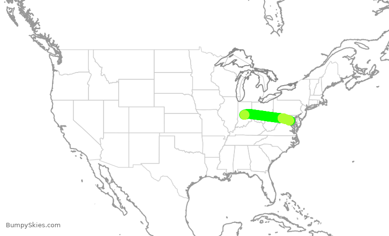 Turbulence forecast map for JIA5181, IND to DCA