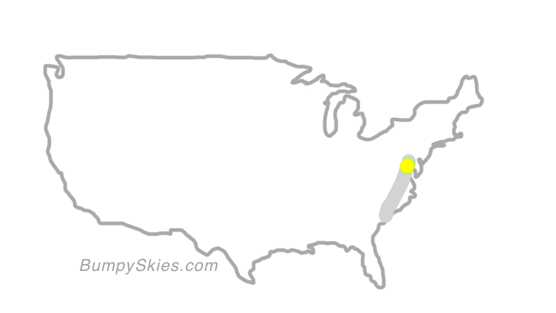 Map of continental US with illustrated flight path and turbulence forecast (described in text below)