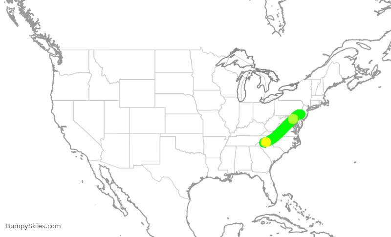 Turbulence forecast map for JIA5221, PHL to AVL