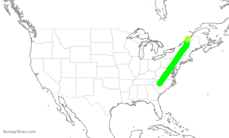 Turbulence forecast map for JIA5223, CLT to YQB