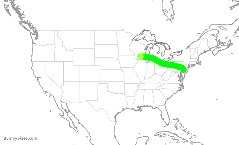 Turbulence forecast map for JIA5227, PHL to MSN
