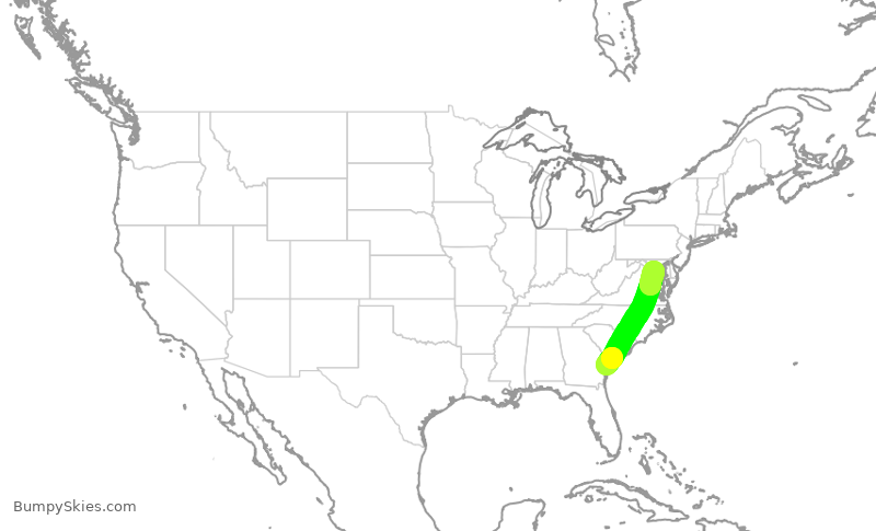 Turbulence forecast map for JIA5243, SAV to DCA