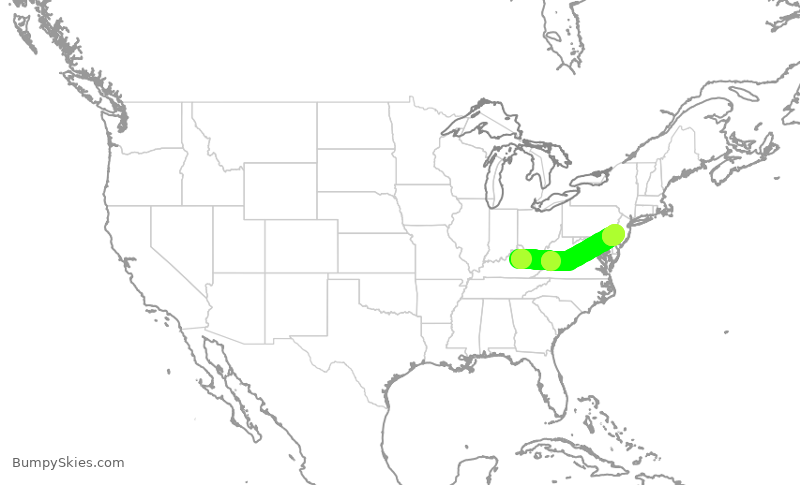 Turbulence forecast map for JIA5249, LEX to PHL