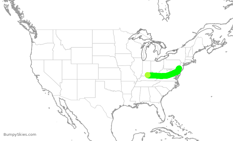Turbulence forecast map for JIA5255, SDF to PHL