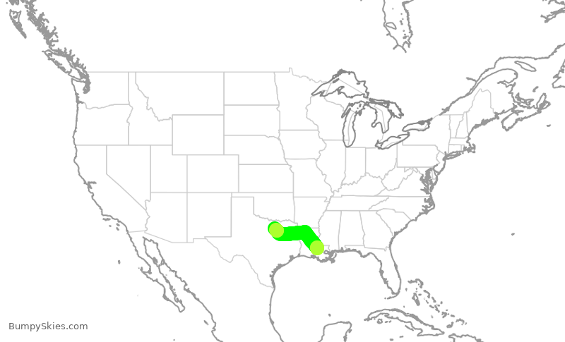 Turbulence forecast map for JIA5260, BTR to DFW