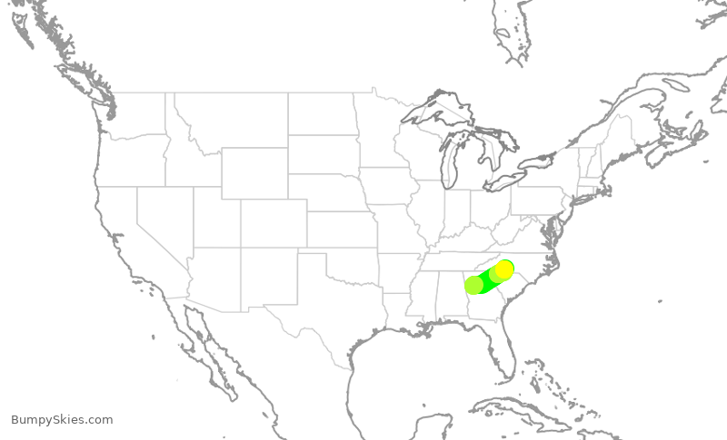 Turbulence forecast map for JIA5266, ATL to CLT