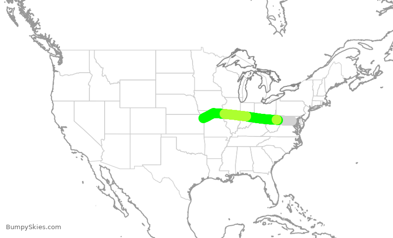 Turbulence forecast map for JIA5268, DCA to MCI