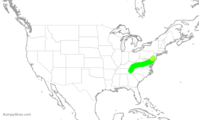 Turbulence forecast map for JIA5274, TYS to PHL
