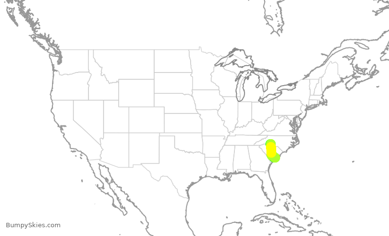 Turbulence forecast map for JIA5278, CLT to CHS