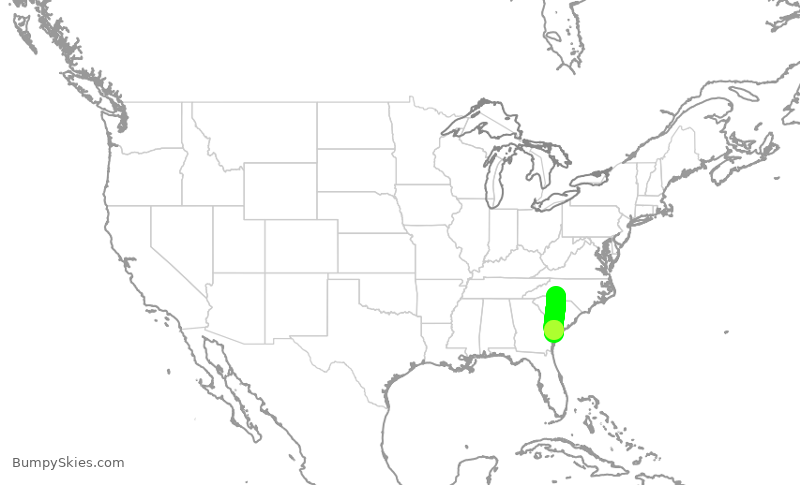 Turbulence forecast map for JIA5281, CLT to SAV