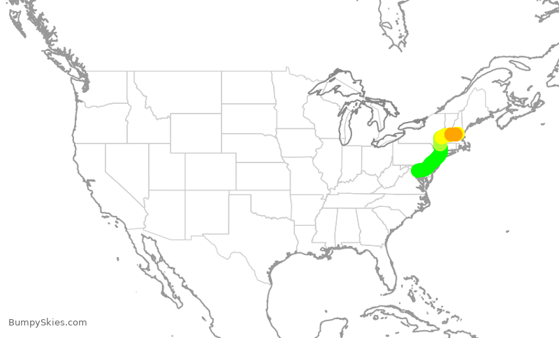 Turbulence forecast map for JIA5283, DCA to MHT
