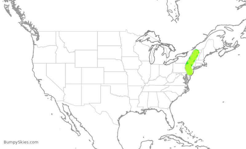 Turbulence forecast map for JIA5286, BTV to PHL