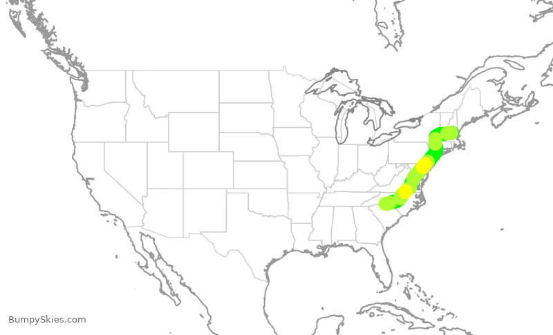 Turbulence forecast map for JIA5288, CLT to MHT