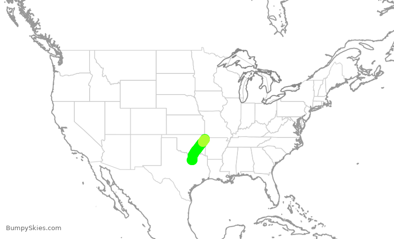 Turbulence forecast map for JIA5292, DFW to XNA