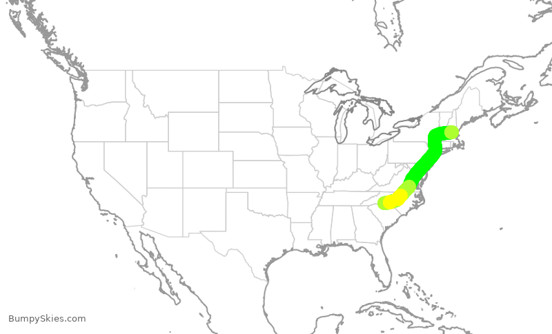 Turbulence forecast map for JIA5294, CLT to MHT