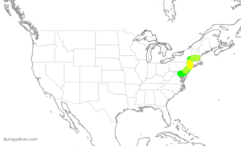 Turbulence forecast map for JIA5295, DCA to MHT
