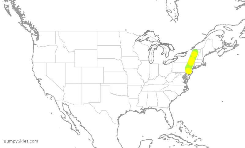 Turbulence forecast map for JIA5296, BTV to PHL