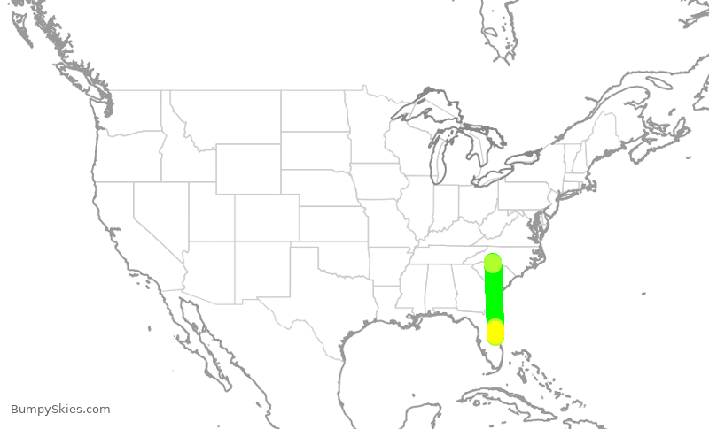 Turbulence forecast map for JIA5298, CLT to MLB