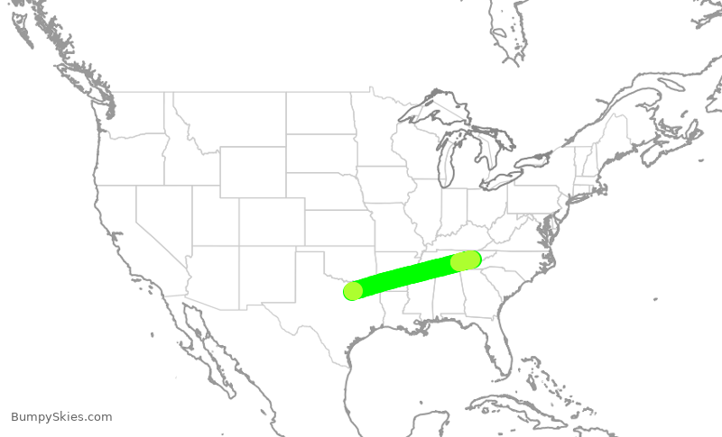 Turbulence forecast map for JIA5309, DFW to TYS