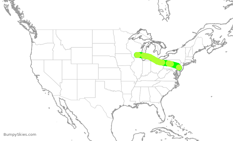 Turbulence forecast map for JIA5310, PHL to MSN