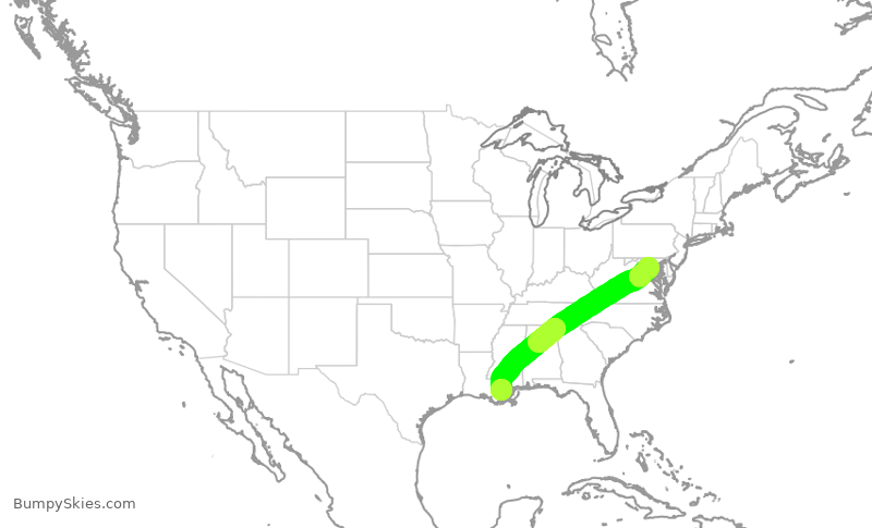 Turbulence forecast map for JIA5313, DCA to MSY