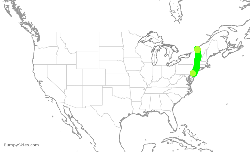 Turbulence forecast map for JIA5314, PHL to YUL