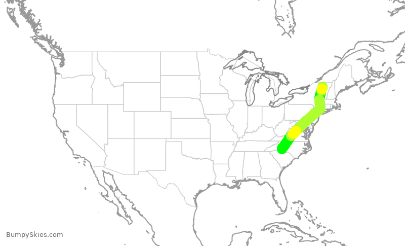 Turbulence forecast map for JIA5323, BTV to CLT