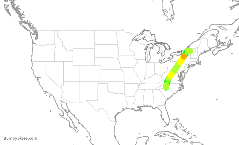 Turbulence forecast map for JIA5323, CLT to BTV