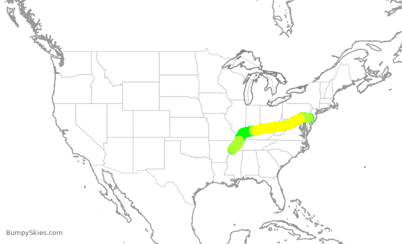Turbulence forecast map for JIA5324, PHL to MEM
