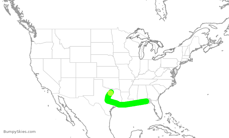 Turbulence forecast map for JIA5325, TLH to DFW