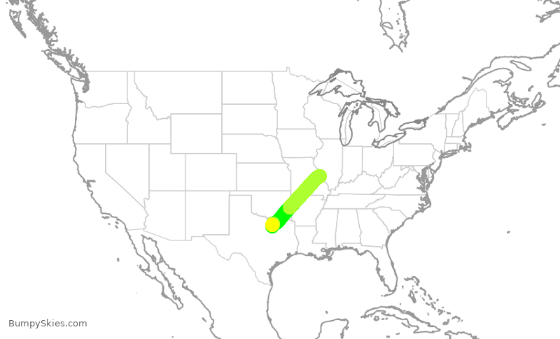 Turbulence forecast map for JIA5328, STL to DFW