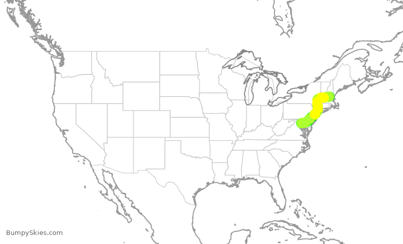 Turbulence forecast map for JIA5331, DCA to MHT