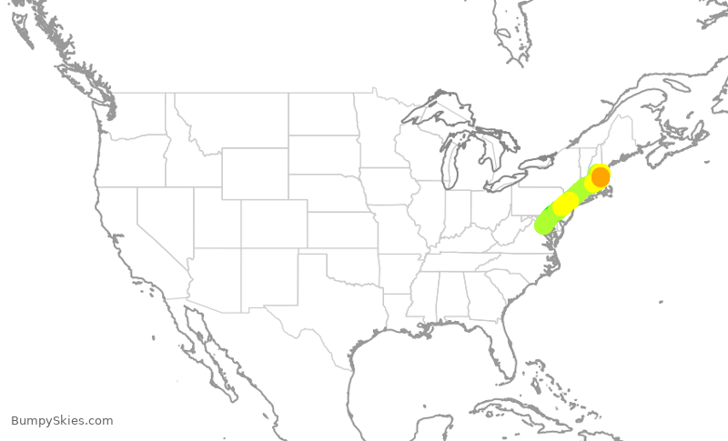 Turbulence forecast map for JIA5331, MHT to DCA