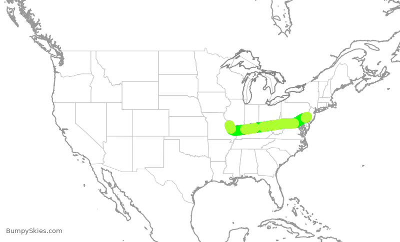 Turbulence forecast map for JIA5332, PHL to STL