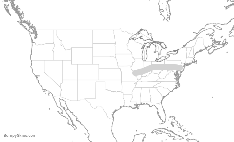 Turbulence forecast map for JIA5332, STL to PHL