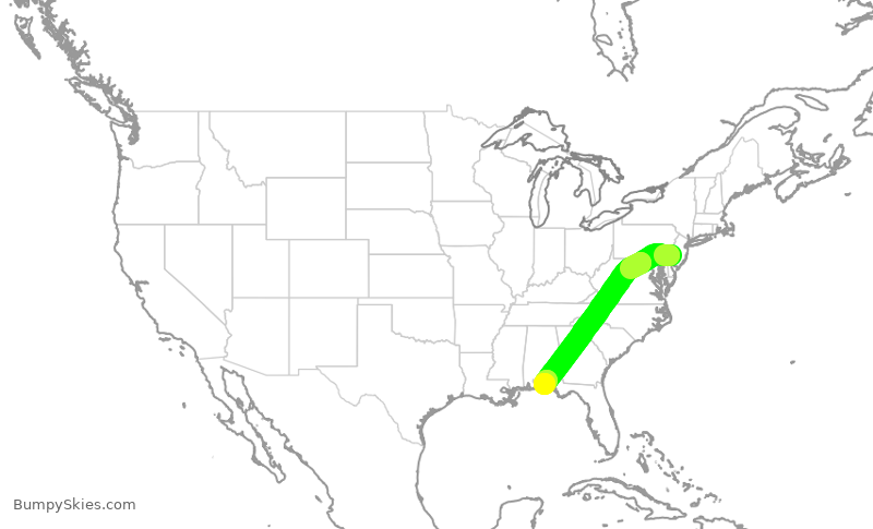 Turbulence forecast map for JIA5333, PHL to VPS