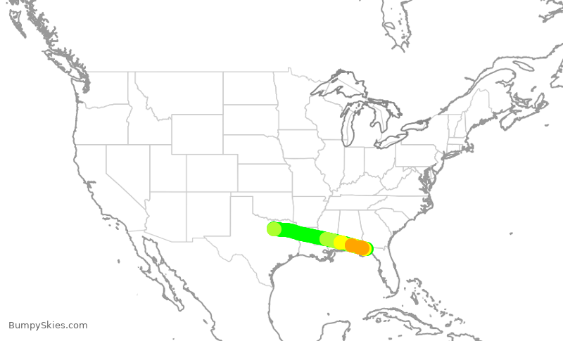 Turbulence forecast map for JIA5336, DFW to TLH