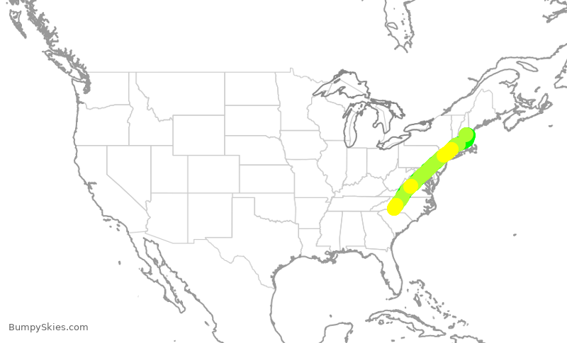 Turbulence forecast map for JIA5336, MHT to CLT