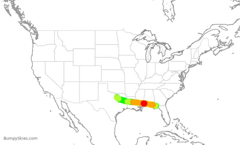 Turbulence forecast map for JIA5336, TLH to DFW