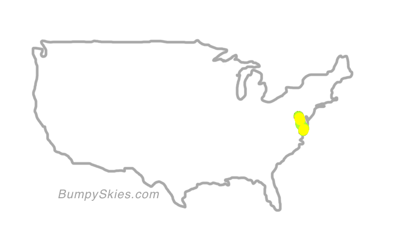 Map of continental US with illustrated flight path and turbulence forecast (described in text below)
