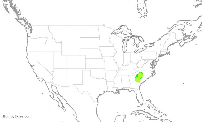 Turbulence forecast map for JIA5347, AGS to CLT