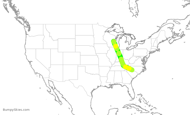 Turbulence forecast map for JIA5360, ATW to CLT