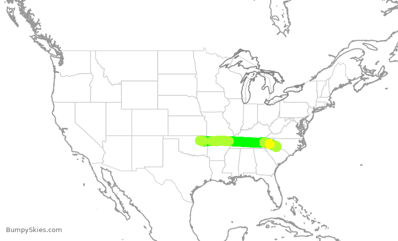 Turbulence forecast map for JIA5360, TUL to CLT